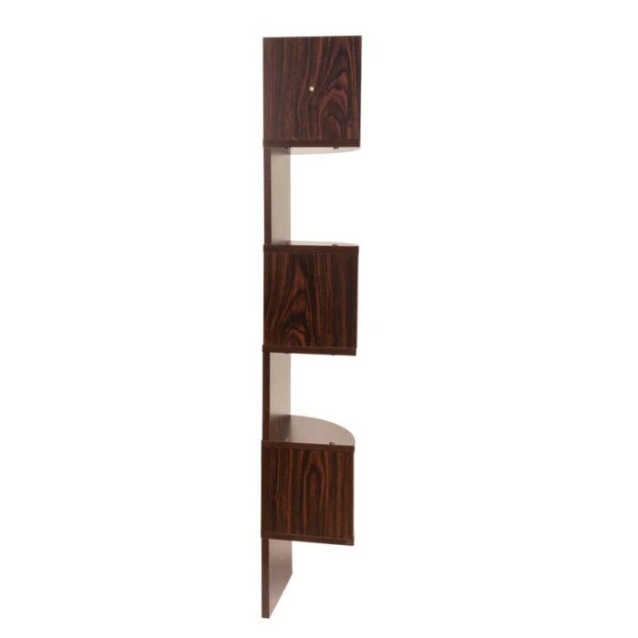 Zig Zag 7.75 in W x 7.75 in. D Floating Laminate Corner Wall Decorative Shelf in Walnut Finish